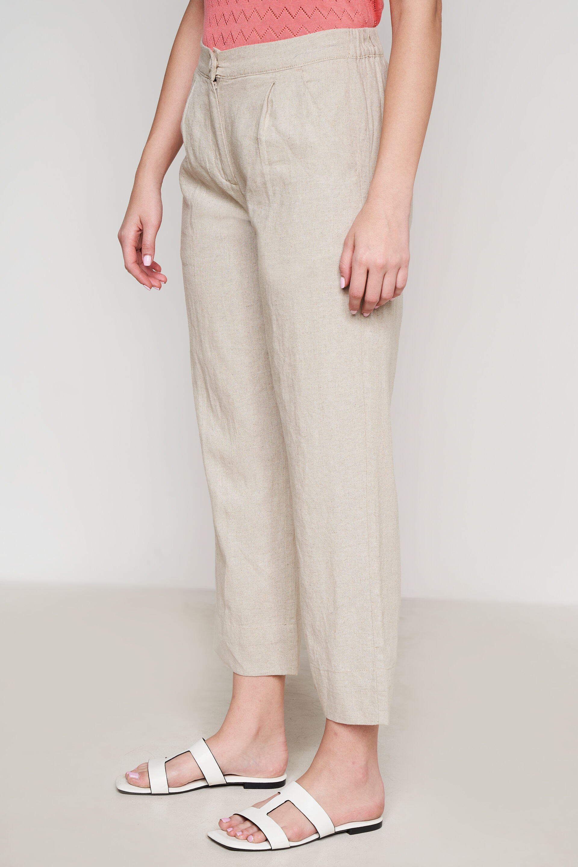 Natural Linen Straight-Fit Trouser, Natural, image 3